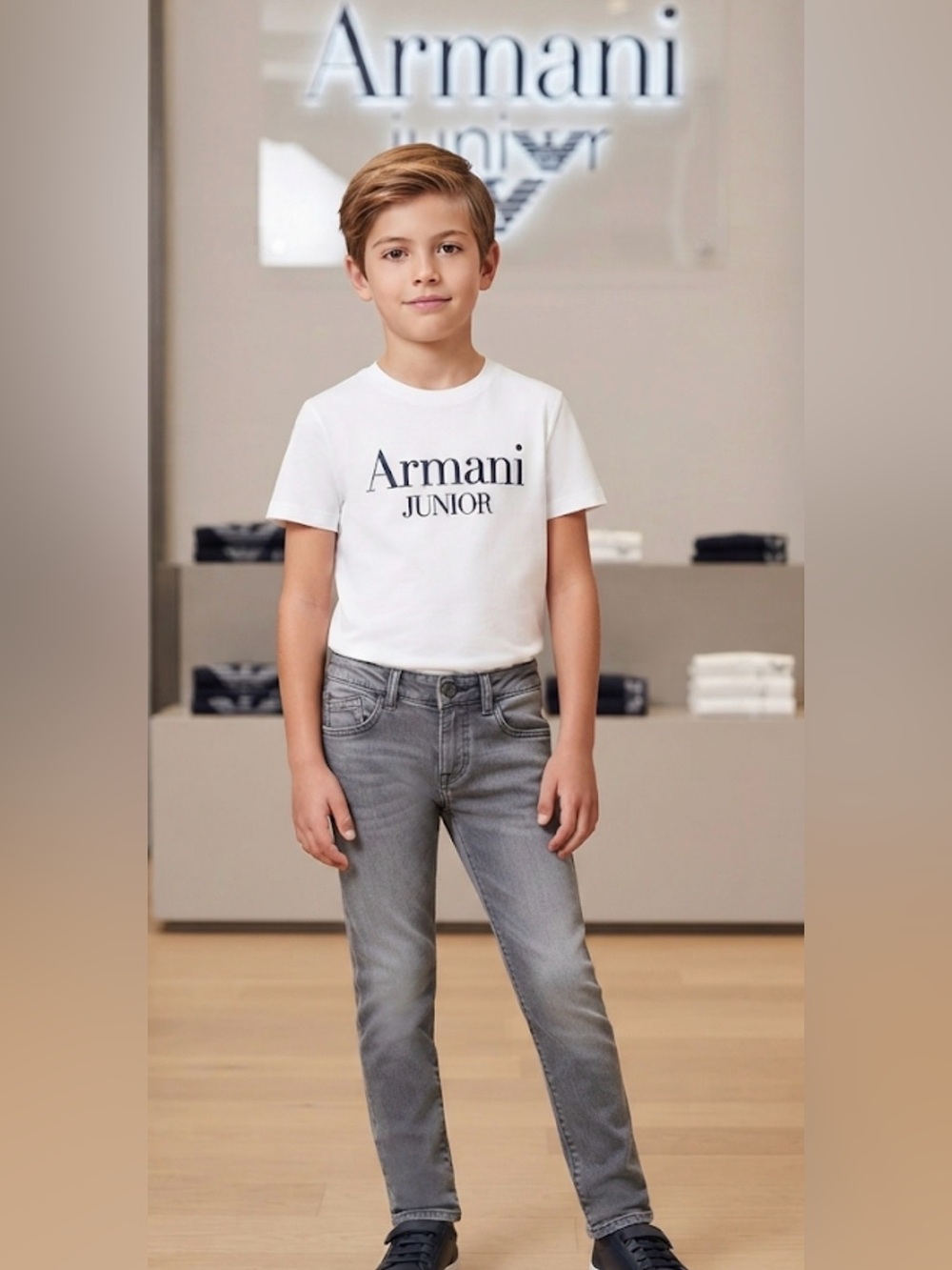 Authentic Armani Jr distressed designer slim jeans Sz 10 boys